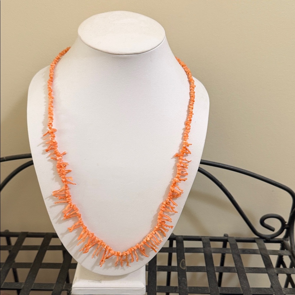 Vintage Orange‎ Coral Branch Necklace